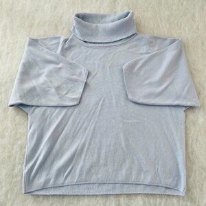 Ellen Tracy Womens Light Blue Turtleneck 3/4 Elbow Sleeve Pullover Sweater Sz M